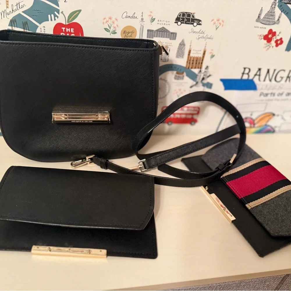 Kate Spade Byrdie Black Crossbody Bag Set with two interchangeable options - Picture 1 of 11
